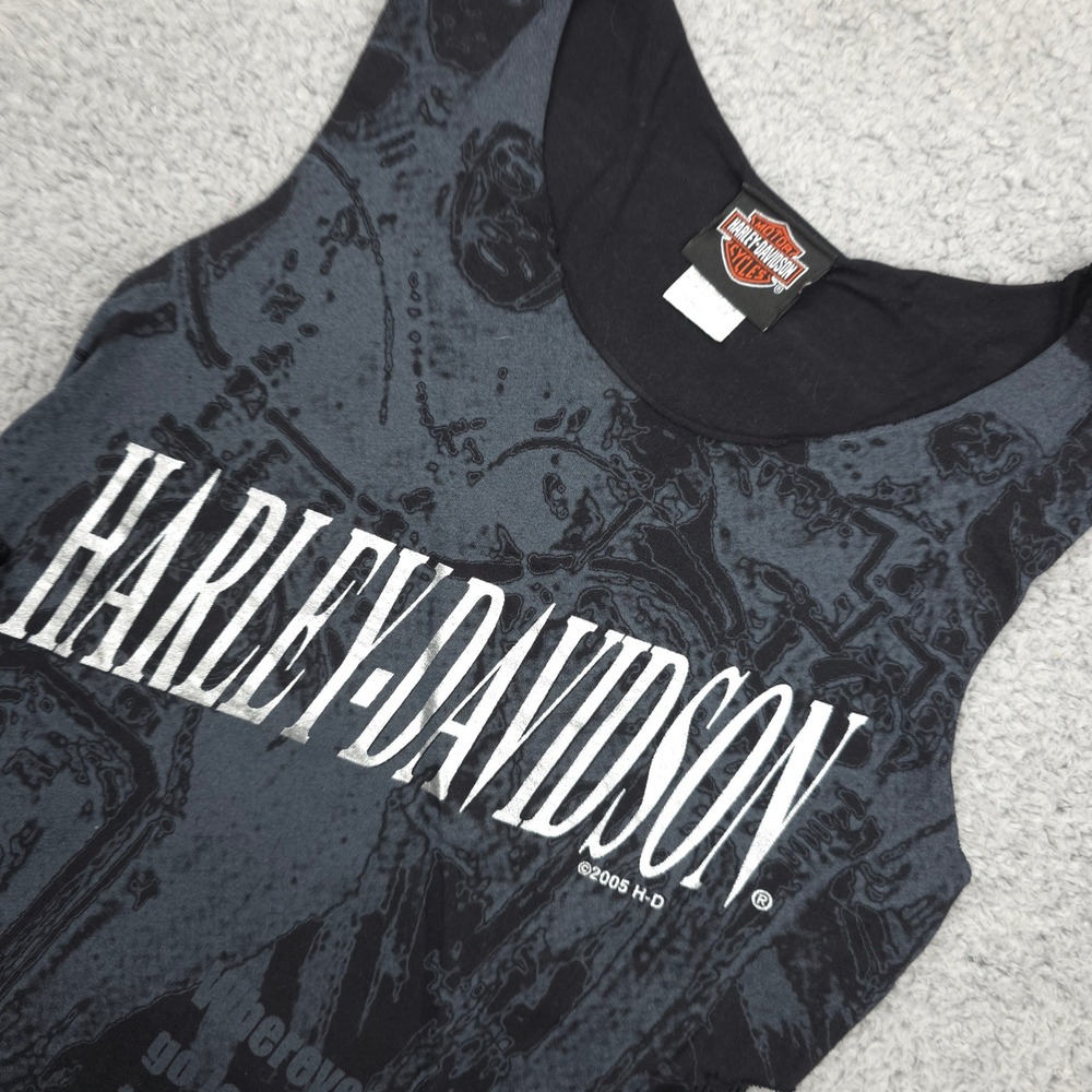 Harley-Davidson Tank Top Sleeveless Graphic Motorcycle Biker USA‎ Made S VTG Y2K